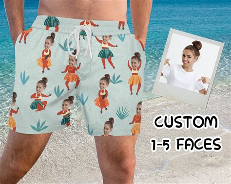 Funny Men Bathing Suit Custom Swim Trunks Hawaii Dance Etsy