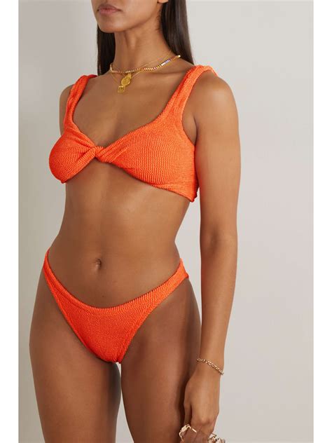 HUNZA G NET SUSTAIN Juno Twist Front Seersucker Bikini NET A PORTER