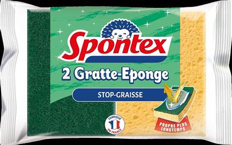 Spontex Gratte Eponge Stop Graisse 2 éponges grattantes vertes