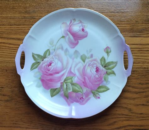 Antique Cake Plate Pink Roses Imperial Zeh Scherzer Etsy