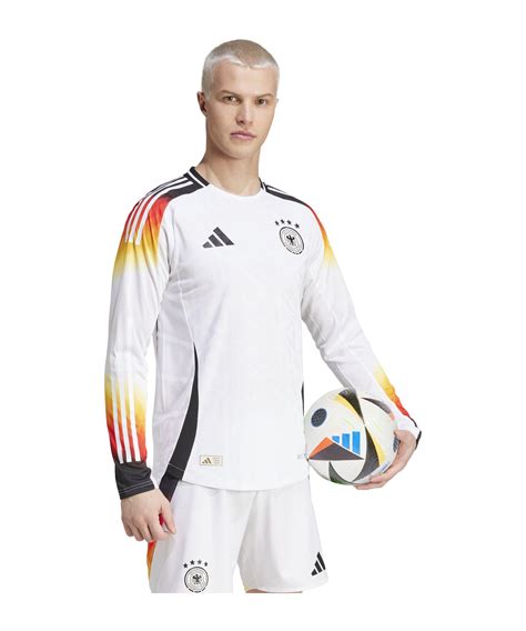 Adidas DFB Deutschland Auth Trikot Langarm Home EM 2024 Weiss Fanartikel