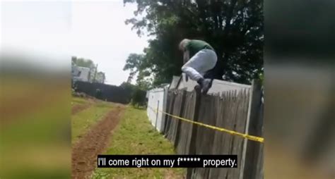 You Re Trespassing Homeowner Screams At Neighbor In Messy Dispute Over Property Line The