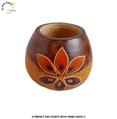 Handcrafted Orange Leaves Yerba Mate Gourd Only One In Stock Yerba Mate Gourds