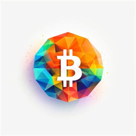 Colorful Bitcoin Currency Symbol In Monochromatic Polygon Shapes Stock