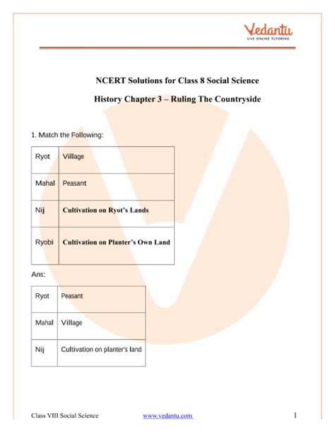 Ncert Solutions For Class 8 Social Science History Our Pasts 3 Chapter 3