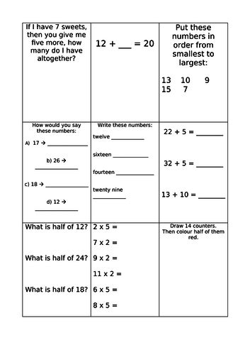 Year 2 Maths Activities 1 Teaching Resources