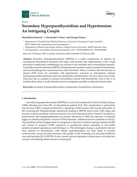 Pdf Secondary Hyperparathyroidism And Hypertension An Intriguing Couple