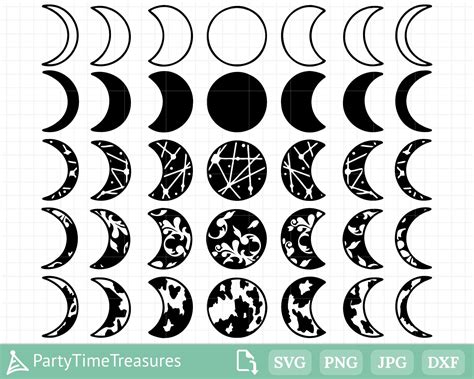 Moon Phases Svg Lunar Phases Svg Crescent Moon Svg Celestial Moon