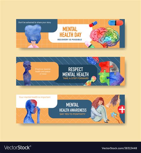 Banner Template With World Mental Health Day Vector Image