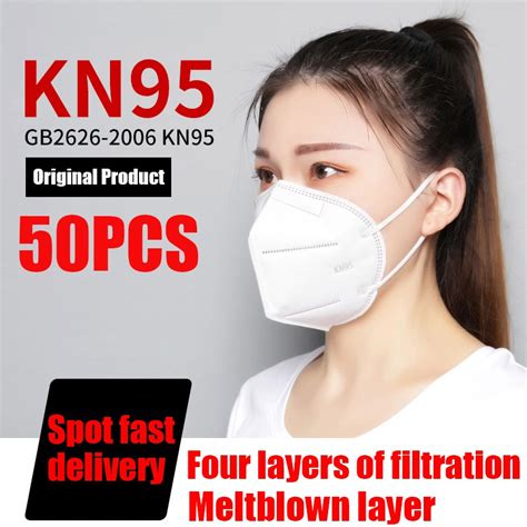 Ready Stock 50pcs Kn95 Face Mask 5ply Protection Kn95 Mask Washable N95 Mask For Adult