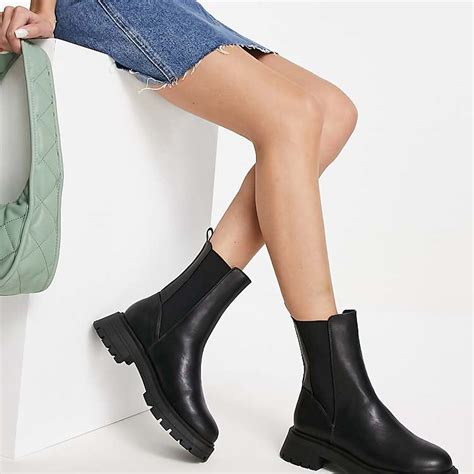 Asos Design Aliyah Chunky Chelsea Boots In Black Shop