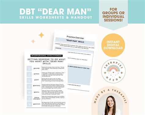 DBT DEAR MAN Skill Training Worksheets Handouts Dbt Interpersonal