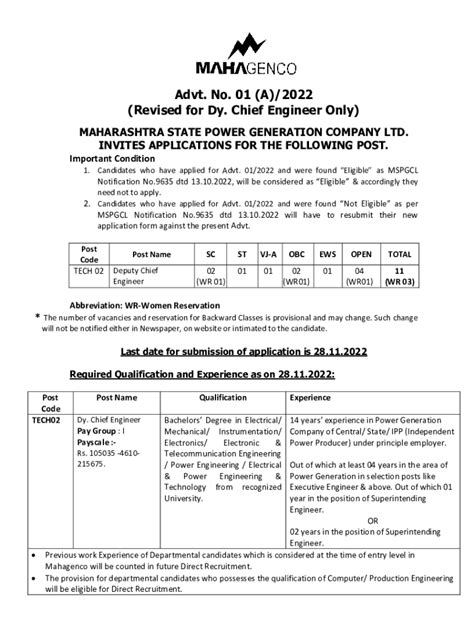 Fillable Online Mahagenco Recruitment Check Application Form