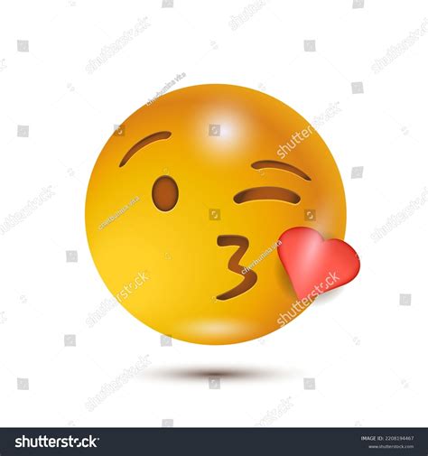 Blowing Kiss Vector Illustration Smiling Emoticon เวกเตอร์สต็อก ปลอด