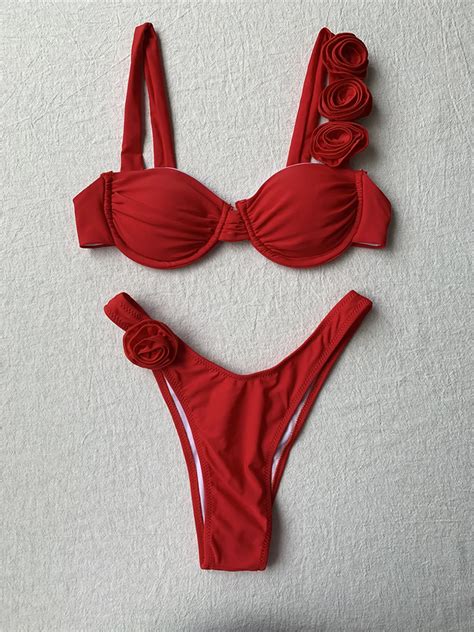 Bikini Brasile O Con Aros Y Flores En D Para Mujer Traje De Ba O Sexy