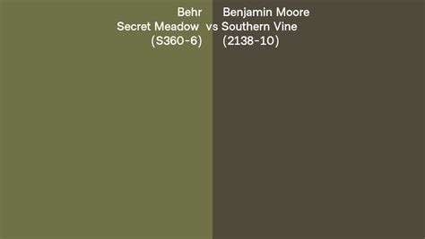 Behr Secret Meadow S360 6 Vs Benjamin Moore Southern Vine 2138 10