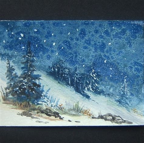 Aceo Art Painting Snowscene Landscape Ref Folksy