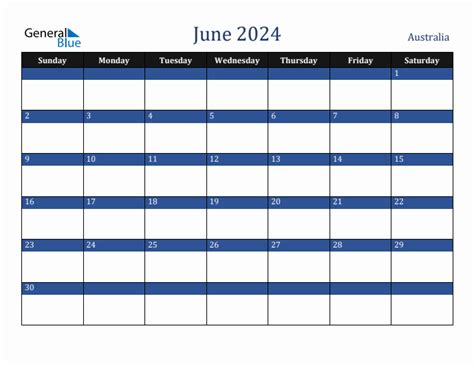 June 2024 Australia Holiday Calendar