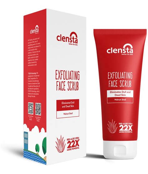 Clensta Exfoliating Face Scrub With Walnut Shell And Red Aloe Vera