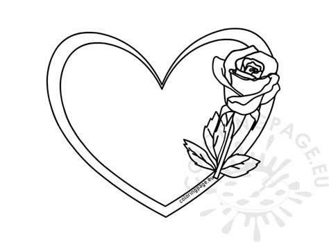 Heart and rose | Coloring Page