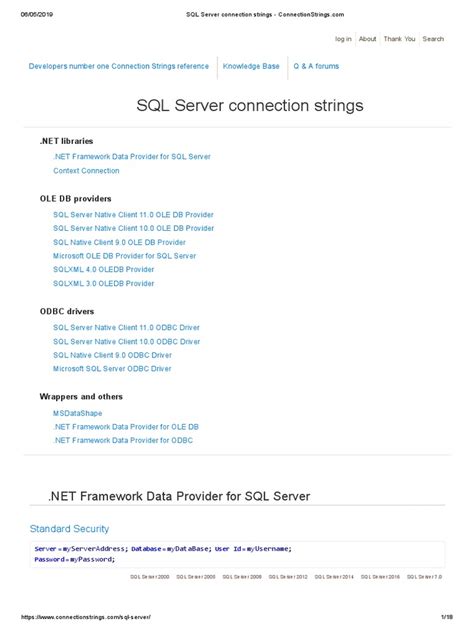 SQL Server Connection Strings | PDF | Microsoft Sql Server | Databases