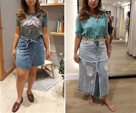 Look Interessante Saia Jeans Vestindo Autoestima