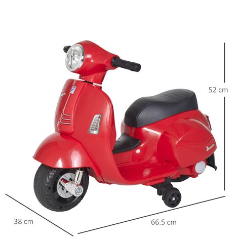 Motocicleta Vespa Electrica Pentru Copii Homcom 18 36 Luni Rosu