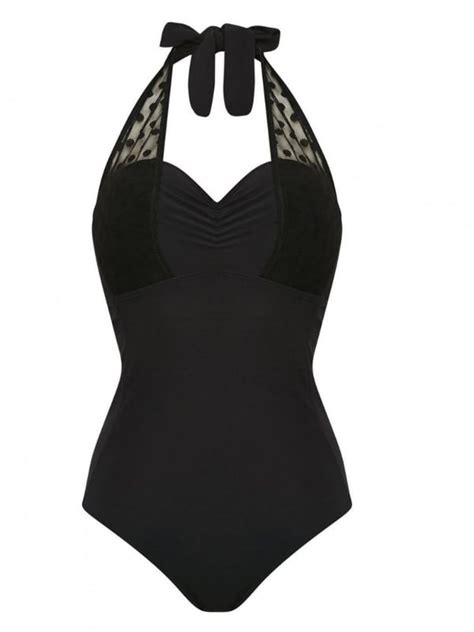 Icon Spot Mesh Halter Neck Shaping Swimsuit