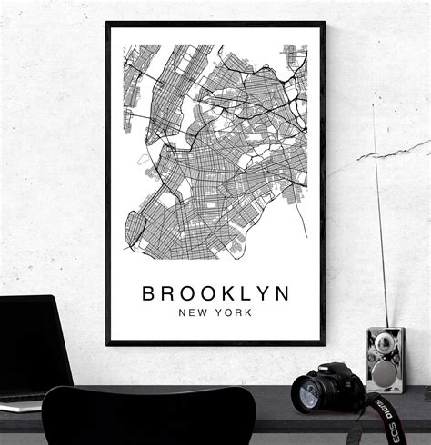 Brooklyn Map Print Brooklyn Map Poster Wall Art City Map | Etsy