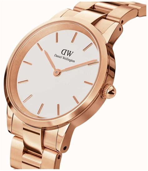 Daniel Wellington Iconic Link 36mm Rose Gold Pvd Bracelet White Dial