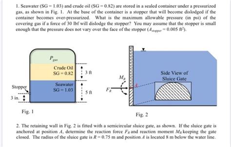 Solved 1 Seawater SG 1 03 And Crude Oil SG 0 82 Are Chegg