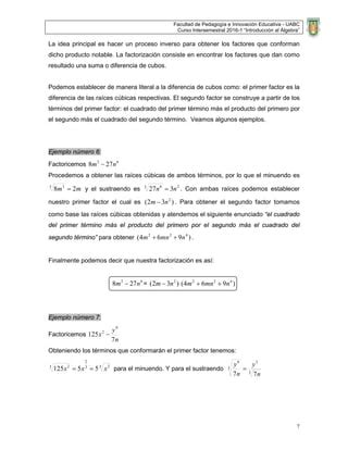 Introducción al álgebra Factorización PDF