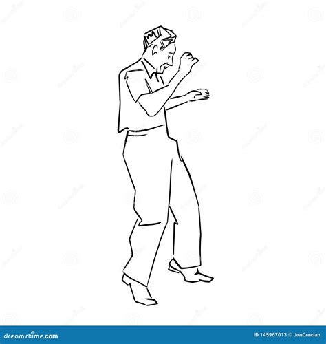 Viejo Hombre De Baile Contorno Gr Fico Negro Ilustraci N Del Vector