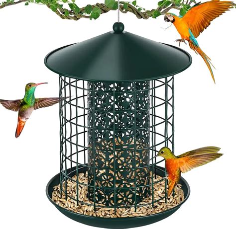 Iron Metal Hanging Bird Feeder With Birds Decoration And For Little