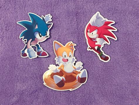 Classic Sonic, Tails, & Knuckles Trio 3 Vinyl Sticker - Etsy