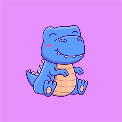 Dinosaure Bleu Dessin Anim Mignon En Illustration Vectorielle Vecteur