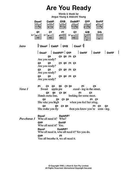 AC/DC "Are You Ready" Sheet Music Notes | Download Printable PDF Score ...