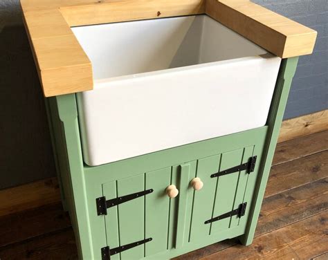 Freestanding Belfast Butler Sink Unit With Pine Top Handmade Kitchen