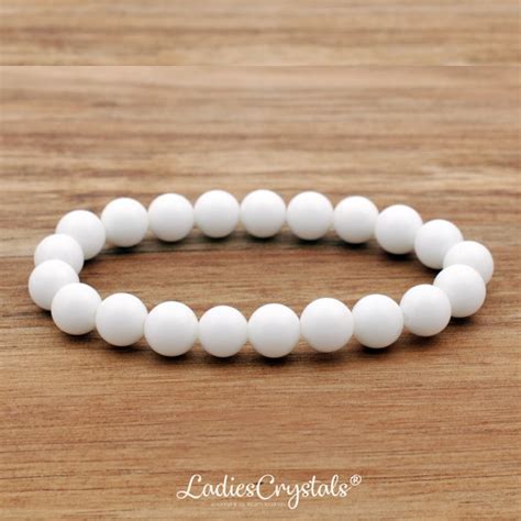 White Agate Bracelet Etsy