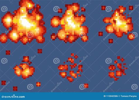 8-Bit Pixel-art Explosion Animation Frames Stock Vector - Illustration of explosion, vector ...