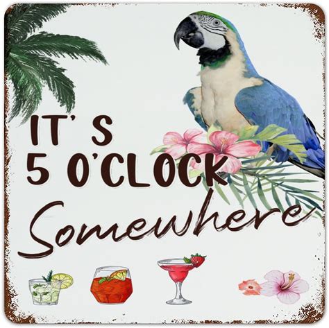 Its 5 Oclock Somewhere Metal Tin Sign Hanging Cabin