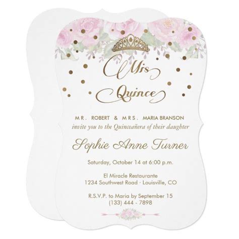 Blush Rose Garden Mis Quince Script Quincea Era Invitation Ad AD