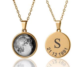 Custom Birth Moon Necklace Personalized Moon Phase Anniversary Necklace