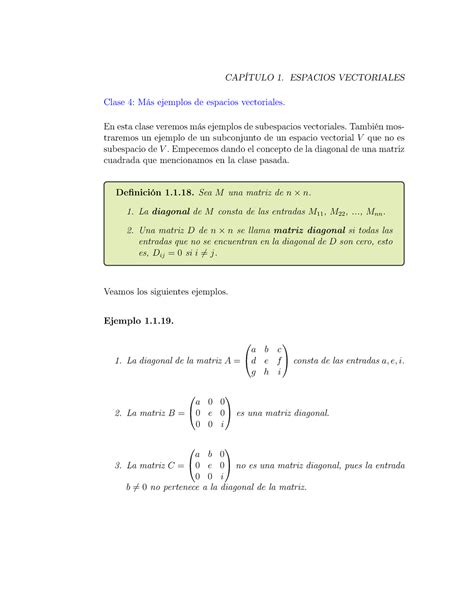 Clase C Lgebra Lineal Ejemplos Espacios Vectoriales Cap Tulo