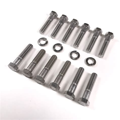 1955 1956 Chevy V8 Exhaust Manifold Bolt Set Stainless Steel