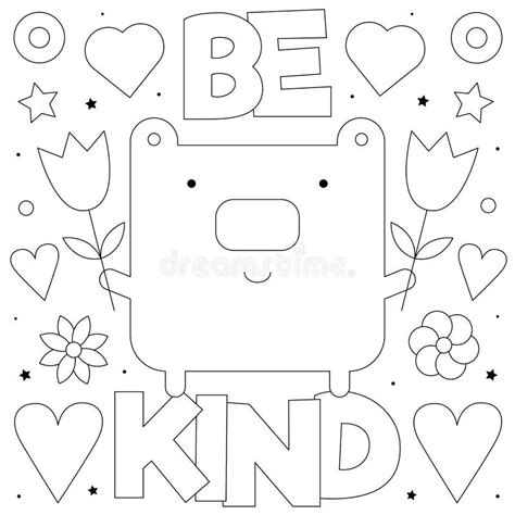 Be Kind Coloring Page Black And White Vector Illustration Stock