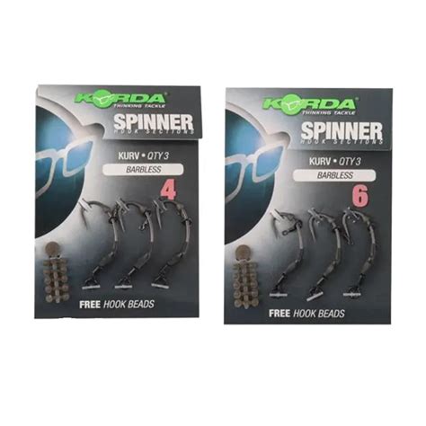 Korda Spinner Hook Sections Kurv Shank Barbless Megapeca Webshop