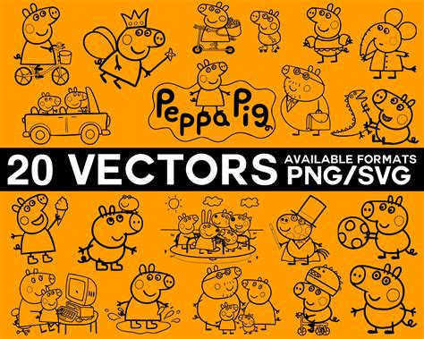 Peppa Pig Vector Pack Peppa Pig Svg Peppa Pig Png Peppa Pig Etsy