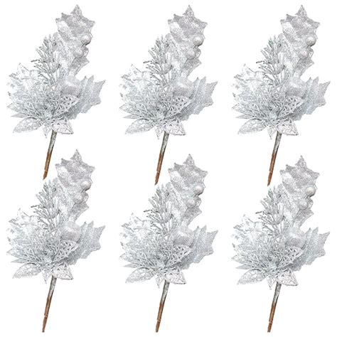 Pcs Gold Glitter Artificial Cedar Sprigs Picks Faux Cedar Branches