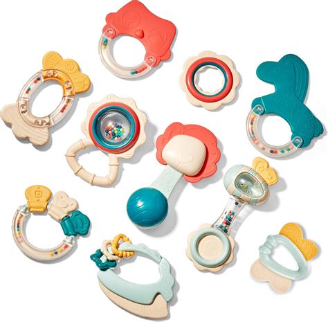 Amazon.com: hahaland Baby Toys 0-6 Months - Baby Rattles Teething Toys ...